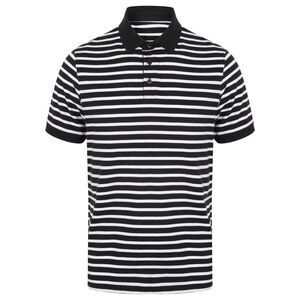 Front Row Mens Striped Jersey Polo Shirt / Navy/White
